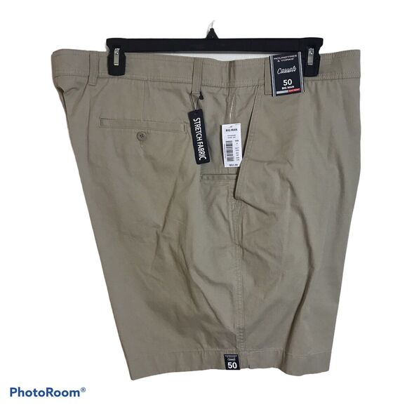 Casuals Roundtree Yorke Shorts Mens BIG 50 Khaki Classic Straight Flat Front $52 - Picture 1 of 5